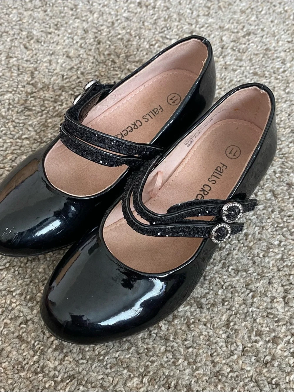 Falls Creek Black Patent Mary Jane Shoes with Sparkle Straps